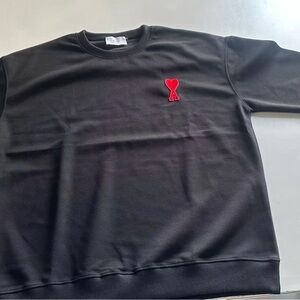 Black Long Sleeve Tee with Red Heart Logo